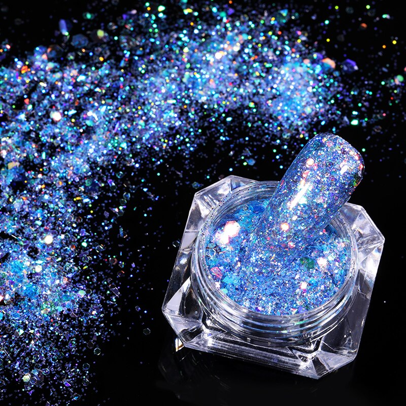 Or Rose 3D hexagone ongles paillettes flocons Nail Art paillettes poudre paillettes scintillantes vernis manucure décorations ongles accessoires