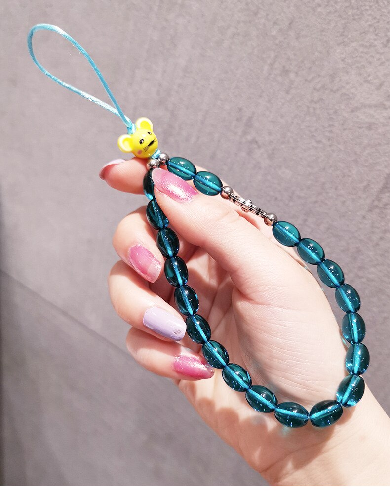 Bear Crystal Chain Bracelet Wrist Strap Lanyar for IPhone 13 12 11 Pro Max for Huawei Xiaomi Samsung Honor Bracelet Wrist Strap: light blue