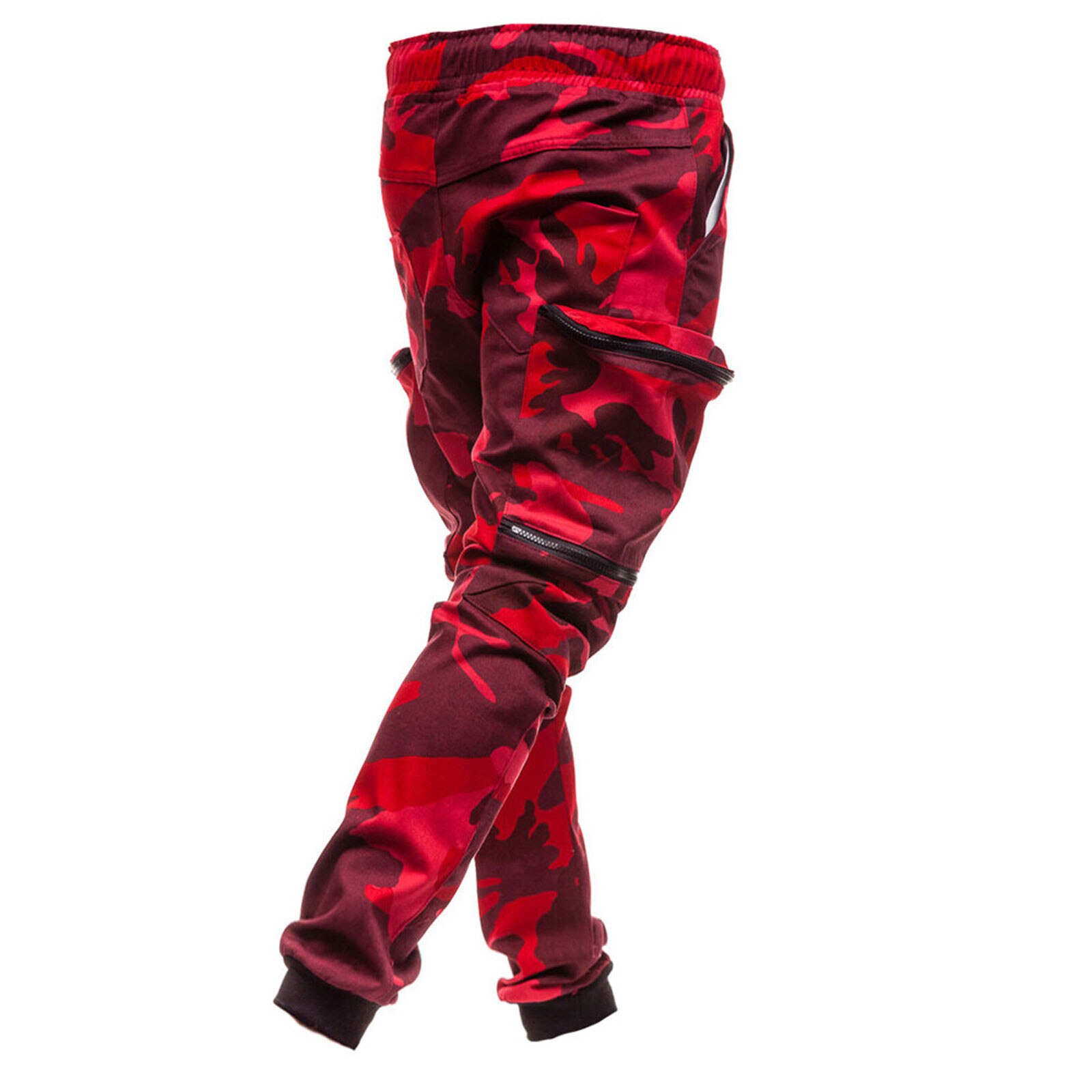 Pantalones deportivos con cordón para hombre, pantalón informal de camuflaje, con bolsillos y cremallera, con cintura elástica, para primavera y otoño