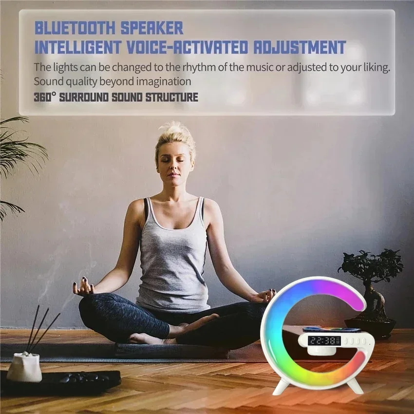 RGB Nachtlicht Lampe Multifunktions Wecker TF Blueotooth Lautsprecher 15 W Drahtlose Ladestation Pad Für iPhone 15 14 13 12 8