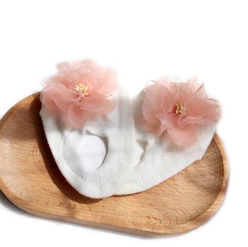 Cute 3D Flower Baby Socks Spring Summer Infant Baby Floor Socks Soft Cotton Anti-Slip Boat Socks for Princess Girls Accessories