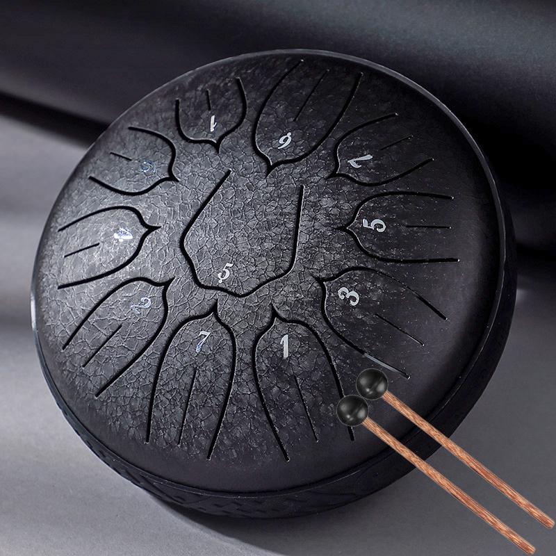Hluru 6 Inch Steel Tongue Drum 11 Notes Tank Drum D5 Glucophone Handpan Meditation Yoga for Kids