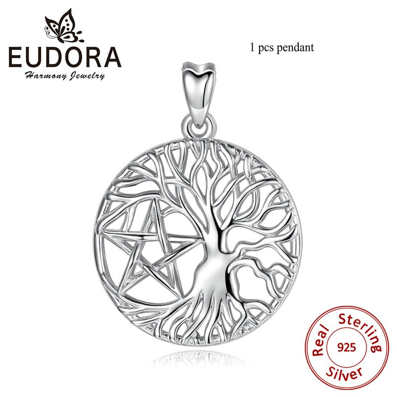 Eudora 100% 925 sterling silber halsketten mit keltischem knoten und lebensbaum-anhänger mit stern, bezaubernder schmuck für damen, beste  d418: Nur anhänger