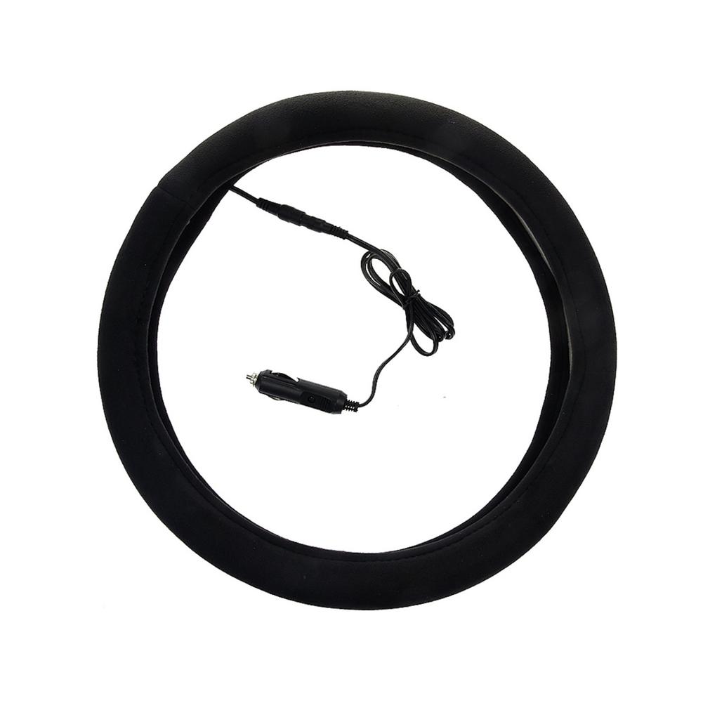 12V Auto électrique volant couvre hiver conduite électrique chauffage volant boîtier de chauffage véhicules intérieur décor: Black