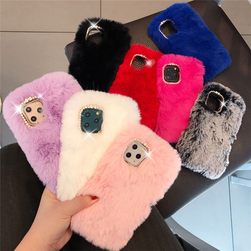 New 2021 Fashion Lady Gift Case For IPhone 12 XR X 11 Pro Max SE Furry Fluffy Warm Cover For IPhone 6S 7 8 Plus Soft Phone Case