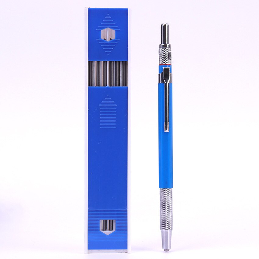 1+12PCS Leads Holder Drawing Pencil Set Writing School Stationery HB Lead Pencils Mechanical Automatic Pencil: Blue