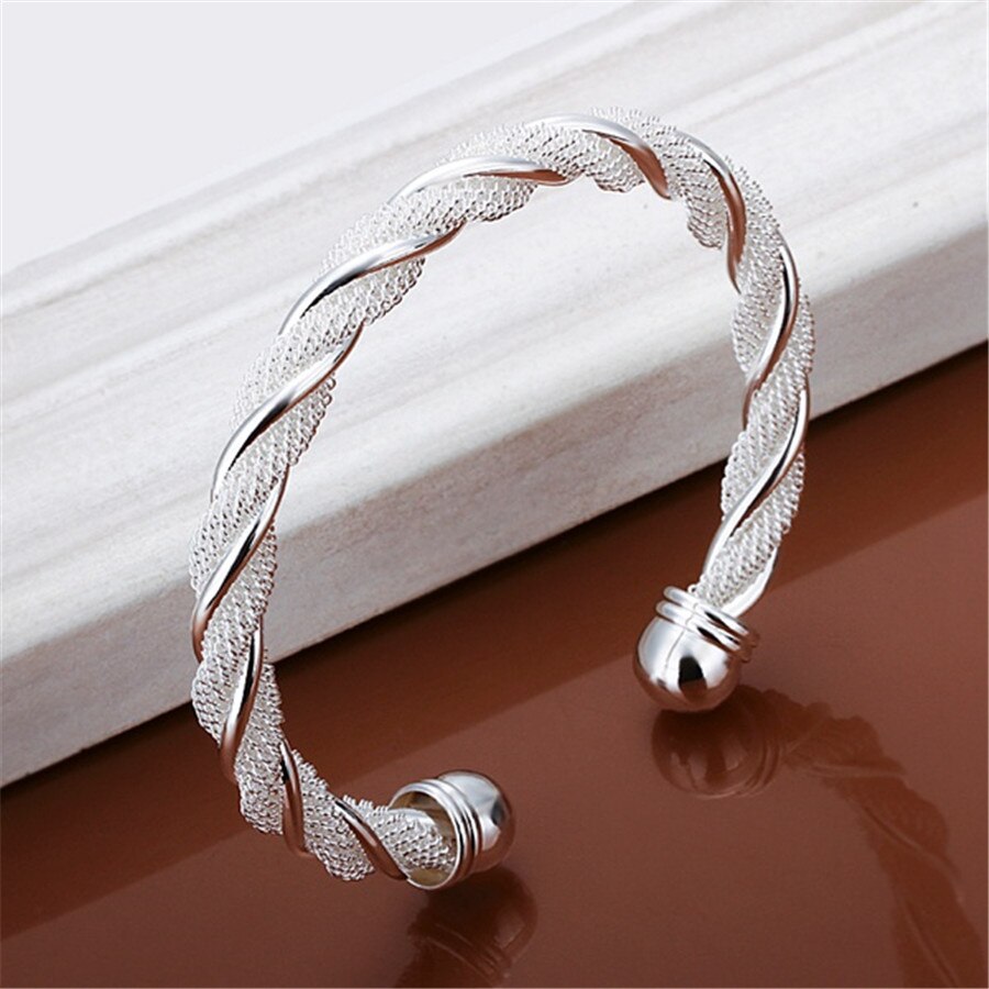 Jule sølvfarge smykker vakre kvinnelige wire mesh armbånd armbånd smykker for kvinner menn  b020
