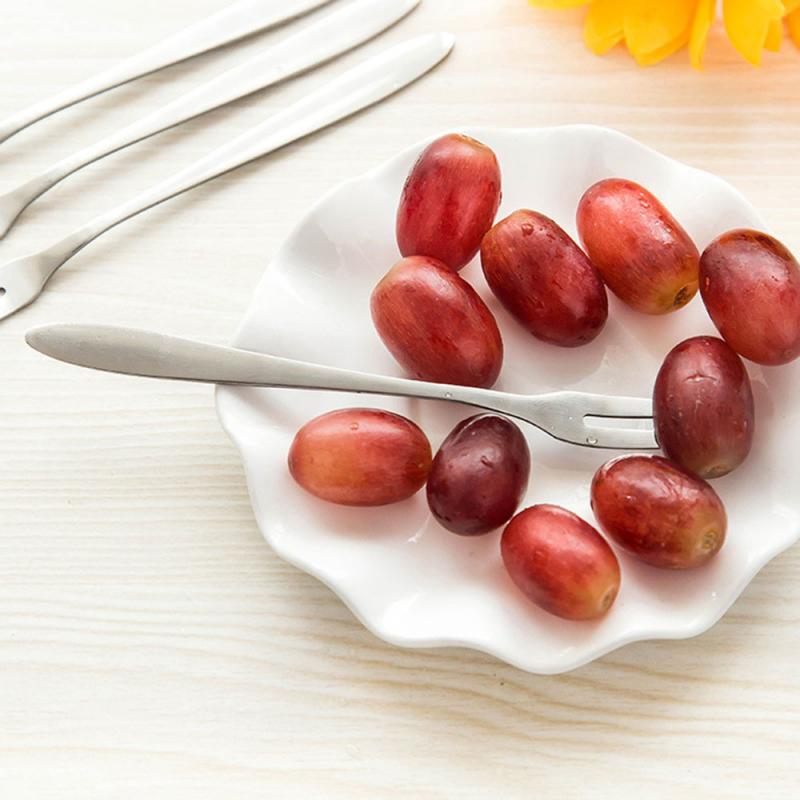 1 pc aço inoxidável garfo de frutas dois-tine talheres picles bolo lanche sobremesa salada garfos oeste utensílios de cozinha garfo de frutas ferramenta de cozinha
