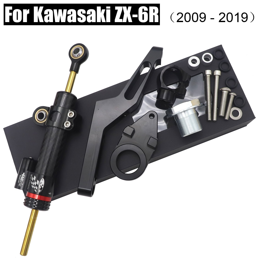 Amortiguador de dirección inverso lineal para motocicleta, accesorio ajustable CNC con soporte para Kawasaki ZX6R -