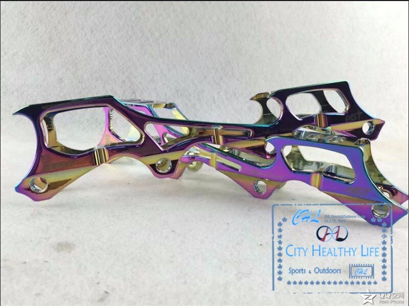 Cadre de skate en ligne à bascule, 243/231/219mm, pour patins à roulettes, type banane, arc-en-ciel coloré, convient pour slalom FSK: Colorful / 243mm