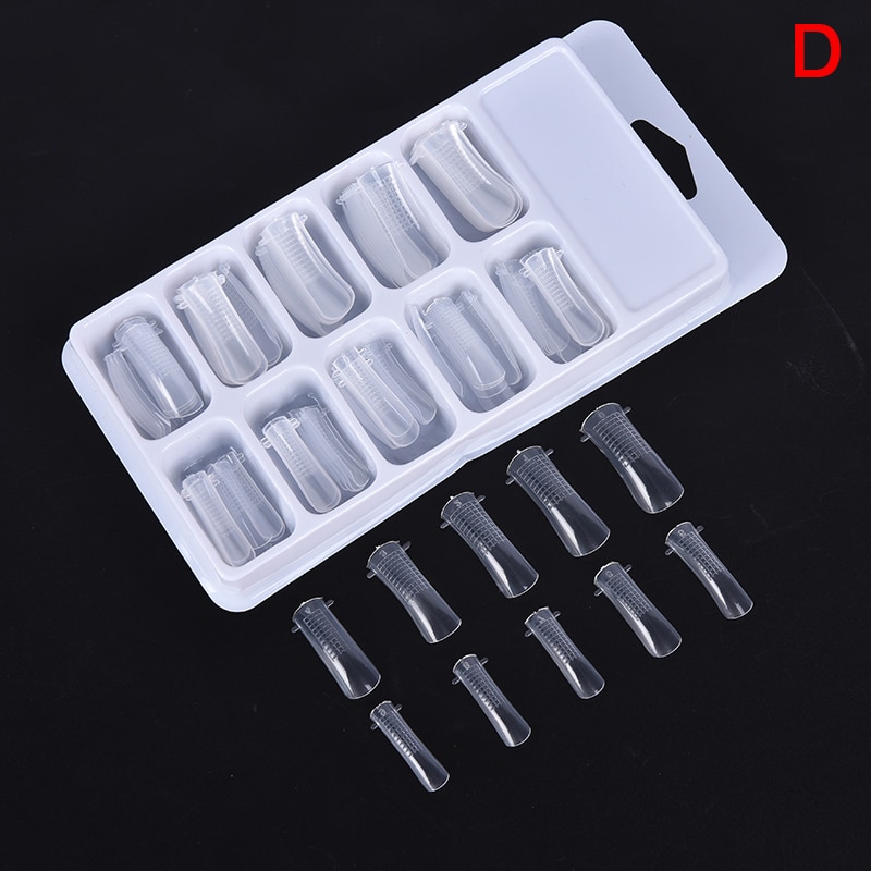 Valse nagels mal transparant volledige dekking polygel nagel tips schaal gereedschap met clip uv gel acryl snel verlengde valse nagels: D