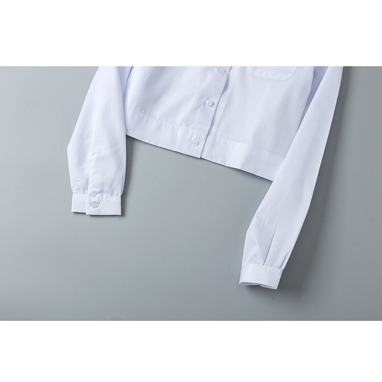 Uniformes de mangas largas para estudiantes japoneses, camisa blanca bonita para niñas, vestido escolar bordado con bolsillo, traje de Sailor Jk, Top para mujer