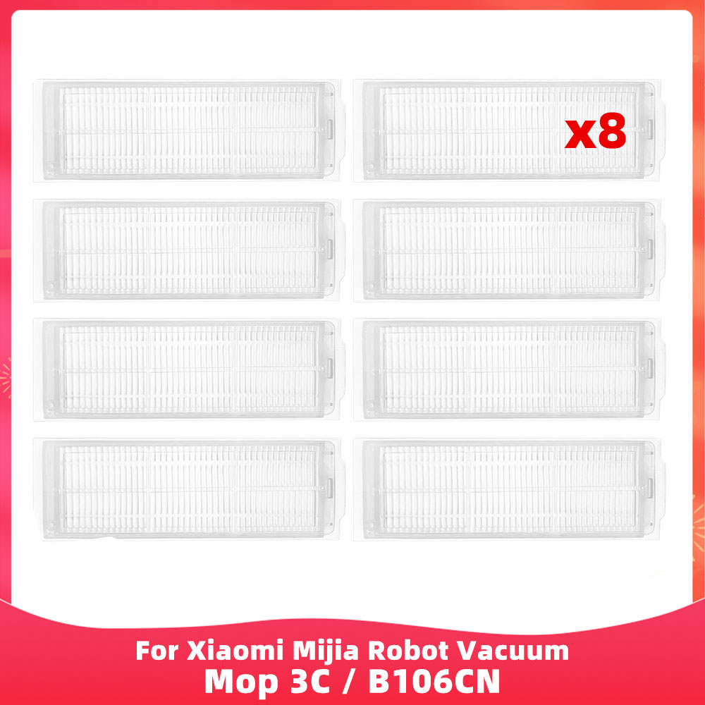 Compatible con ( Xiaomi Mijia Robot Vacuum Mop 3C / B106CN / Conga 3290 / 3490 / 3690 ) - Piezas y Accesorios: Cepillo Lateral Principal, Filtro, Paño de Fregar, Kit
