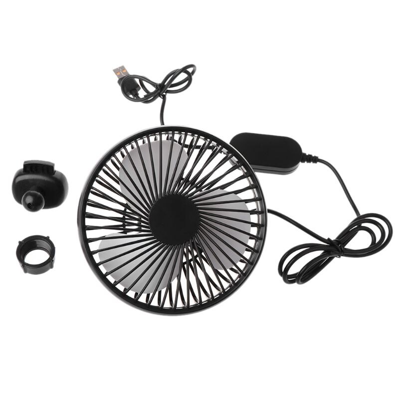 Ventilador de ventilación Universal para coche, dispositivo de ventilación eléctrico con 3 velocidades, ángulo ajustable, rotación de 360 grados, 5V, USB, interruptor de encendido y apagado