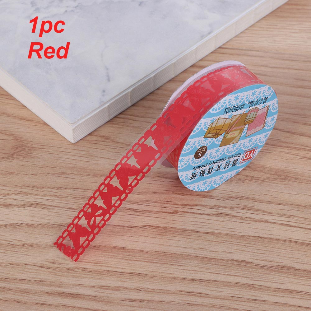 1 rolka kwiat taśma maskująca rolka do czyszczenia ubrań gumowa koronka rolka Scrapbooking naklejka samoprzylepna DIY rzemiosło Album dekoracyjny przyklejony: red