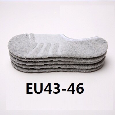 Chaussettes style serviette, invisible, pour homme, 6 pièces (3 paires), 3 couleurs/lot, matière coton, rayures, semelles anti-dérapantes, , , grande taille EU 43-46: BIG GREY