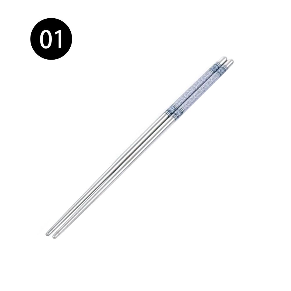 Palillos chinos de Metal antideslizantes, palillos de acero inoxidable para picar, palitos reutilizables para comida, Sushi, Hashi, Baguette: B