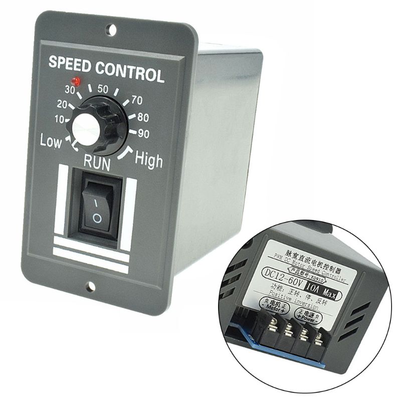 DC 12V-60V 10A PWM Motor Speed Controller Reversible Switch Regulator