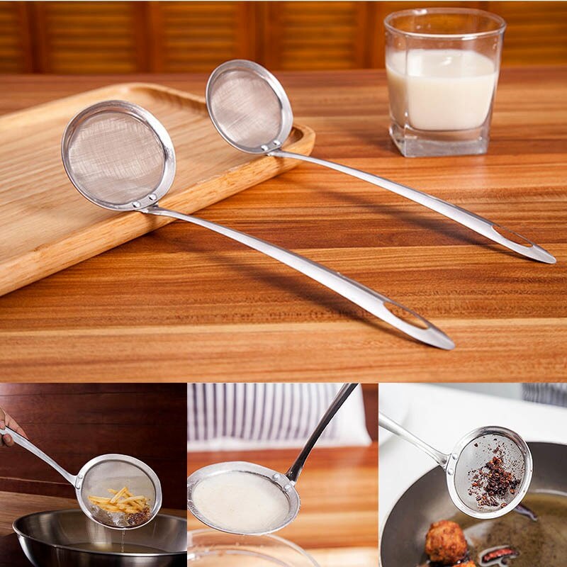Long Handle Stainless Steel Colander Filter Oil Sp... – Grandado