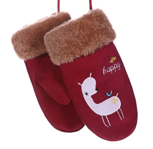 Winter kinder jongens meisjes winter handschoenen beren patroon zachte dikke sneeuwbal vechthandschoenen: Khaki