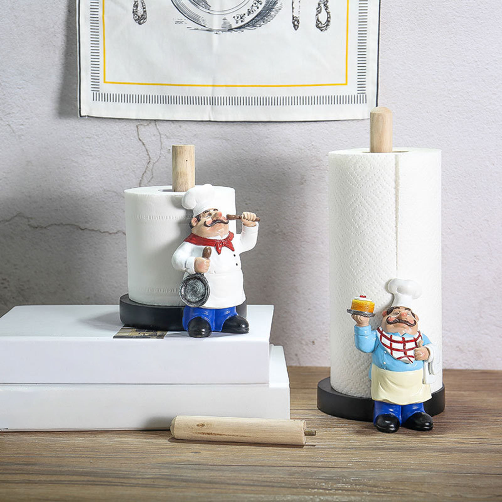 Chef Paper Towel Holder Paper Towel Dispenser Stand Tissue Holders Kitchen Paper Storage for for Restaurant Hotel Free Standing