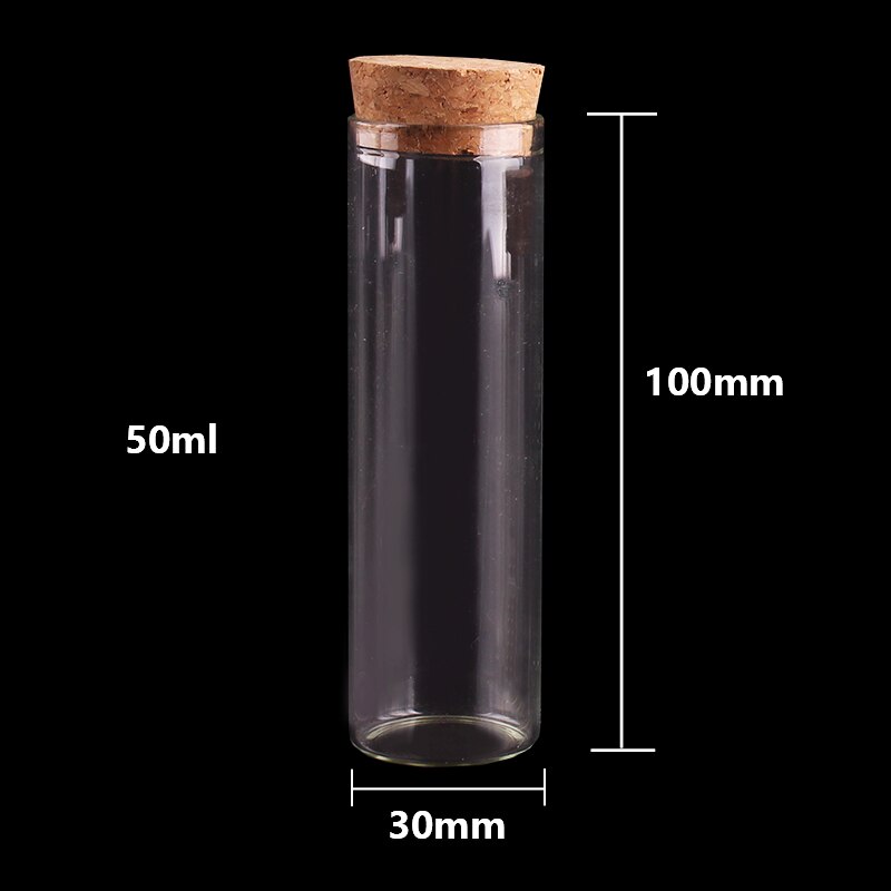 Dia 30mm: 15ml 25ml 30ml 35ml 40ml 50ml 60mlTransparent Glass Test Tube Vials Terrarium with Cork Stopper Glass Container 24pcs: 50ml