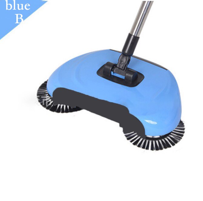 3 en 1 main pousser balayeuse balai y compris balai pelle à poussière vadrouille outil ménager main pousser automatique salle de nettoyage paquet magique: light blue
