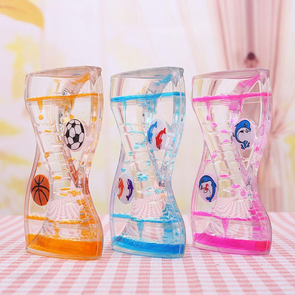 1Pcs Chuàngyì Olie Vloeibare Motion Xuánzhuǎn Hǎitún Fēngchē Shuāng Lún Jiǎn Yā Timer Desk Decor Kinderen Om