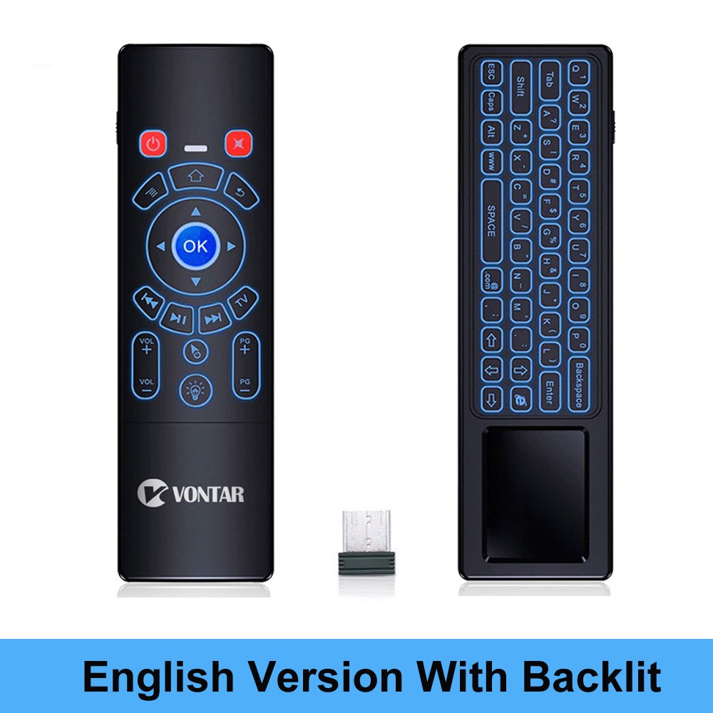 VONTAR T6 Plus Backlit Russian English 2.4GHz Air mouse Wireless Keyboard & touchpad Remote Control for Android TV Box mini PC: T6 plus 7 backlit EN