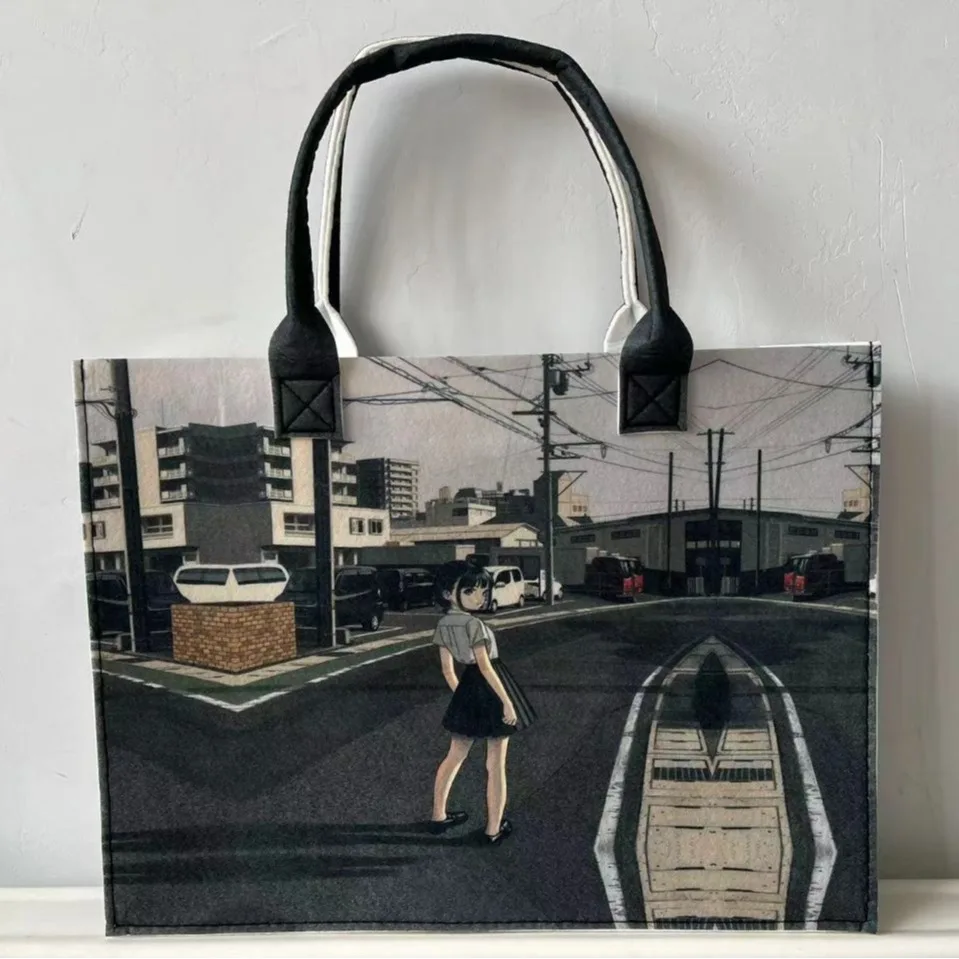 Large Capacity Felt Tote Bag Travel Ladies High-End Printed Commuting Shopping Bag Model Handbag for Women