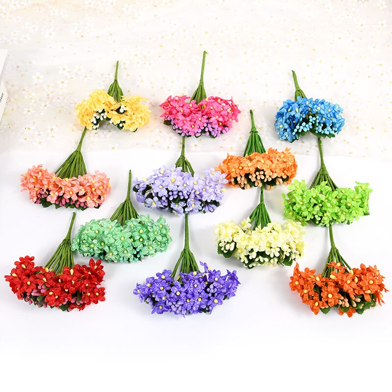 Ramo de margaritas artificiales para decoración de fiestas, ramo de flores de seda pequeña para boda, corona de bricolaje para el hogar, caja de , suministros de álbum de recortes, 12/36 piezas