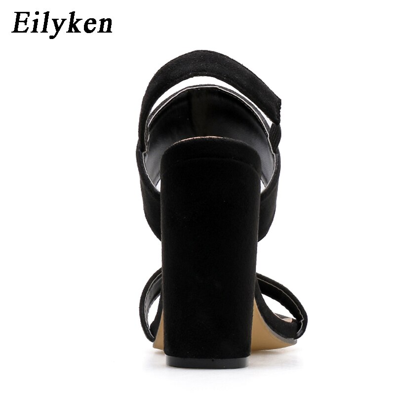 Eilyken moda gumką pasek na kostkę kobiety sandały letnie buty z wystającym palcem masywne szpilki na wysokim obcasie klasyki impreza sukienka sandały