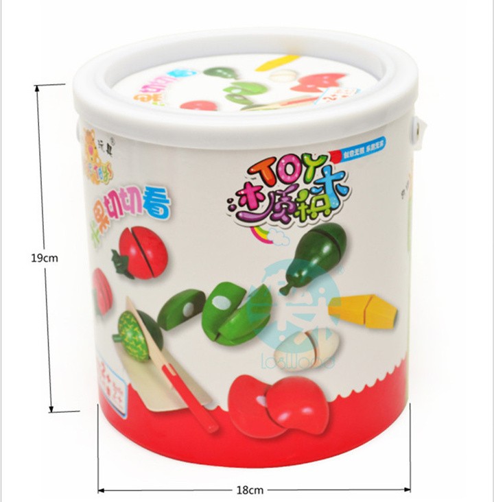 [Funny] Cut Fruits and vegetables food game the wooden barrel Fancy early Educational toys simulation kitchen play toy baby