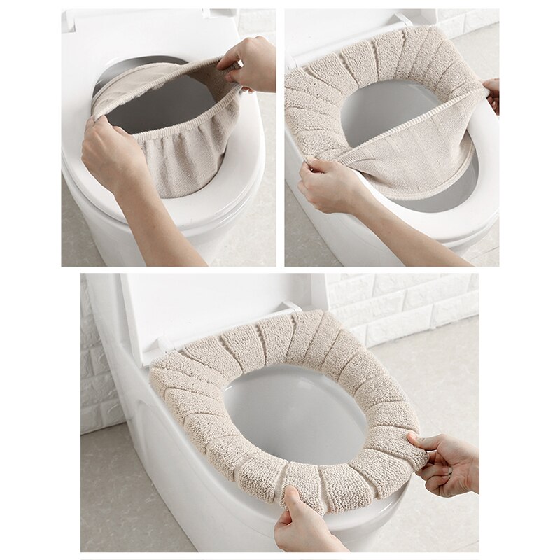 de funda cómoda para asiento de inodoro de terciopelo Coral, funda de invierno para inodoro, funda de asiento para el hogar, funda de asiento