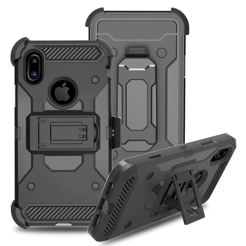 Heavy Duty Hybrid Durable Armor Case Shockproof Holster Waist Belt Clip Kickstand For iPhone X XS MAX XR 6 7 8 Plus Back Cover