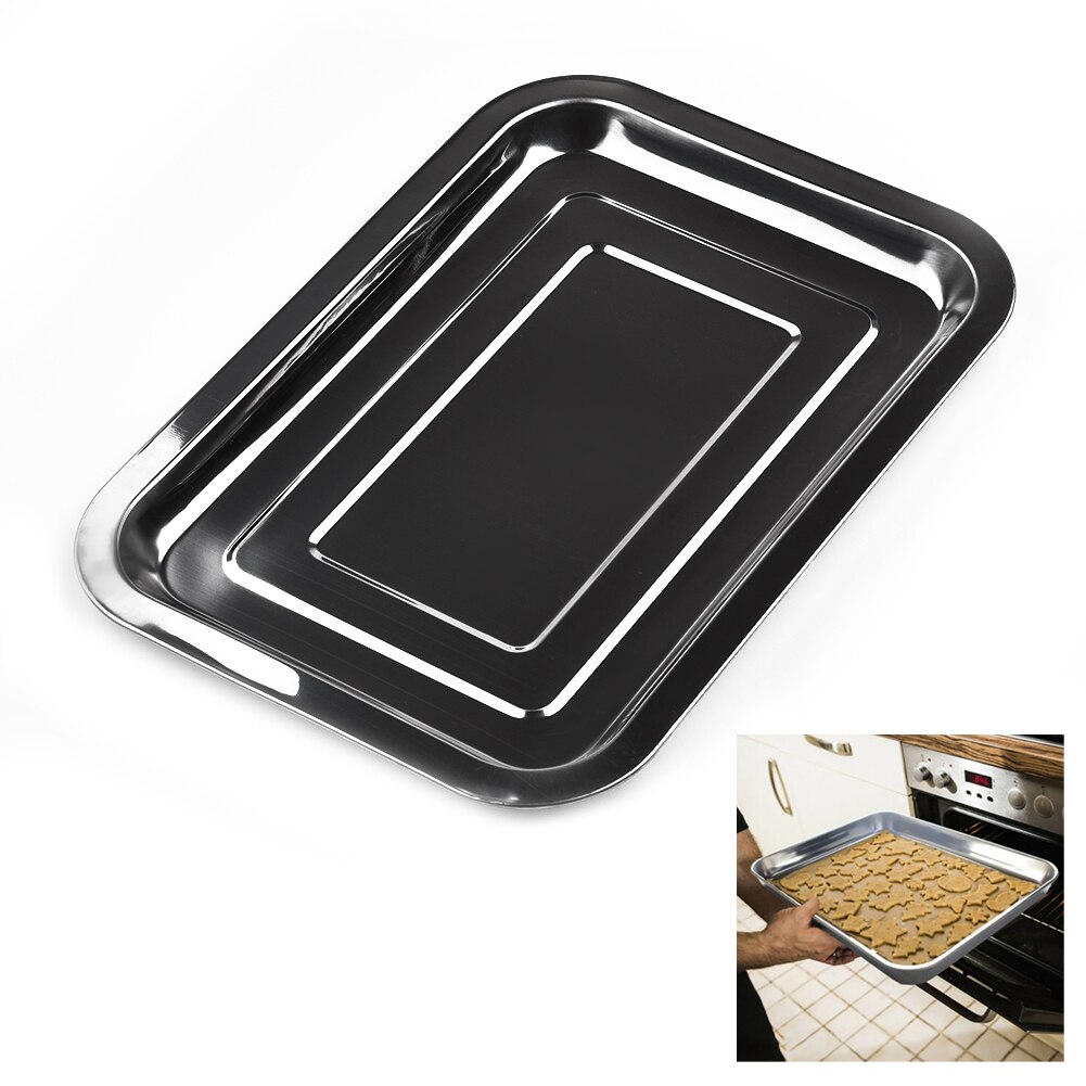 1 Pcs Stainless Steel Baking Pan Rectangular Baking Pan Non Stick French Fries Basket Baking Pan Toaster Oven Biscuit Baking Pan