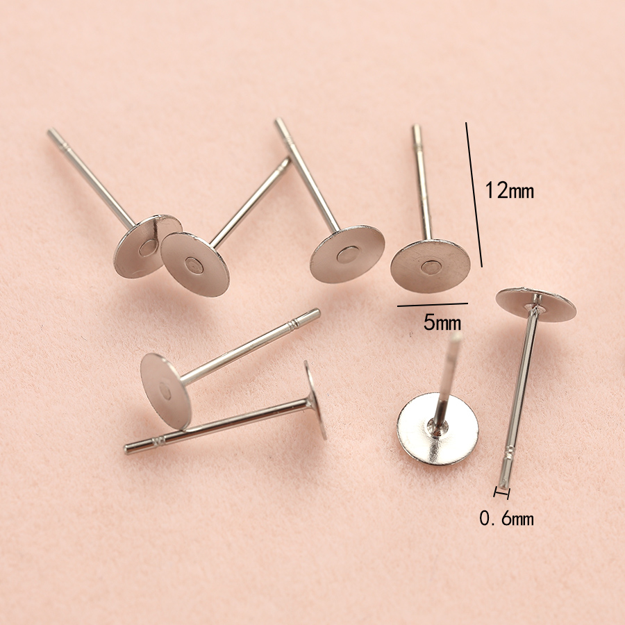 200 stks/partij Hypoallergeen Rvs Oorbellen Studs Blank Base Post Oorspelden Bevindingen Oor Terug Voor Diy Sieraden Maken Onderdelen