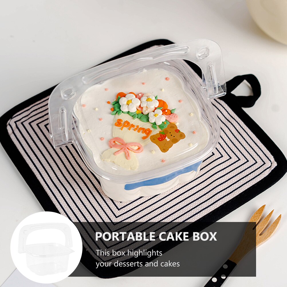 10Pcs Cake Doos Draagbare Box Mousse Cake Box Transparante Taart Doos Voor Supermarkt Fruit Shop Home