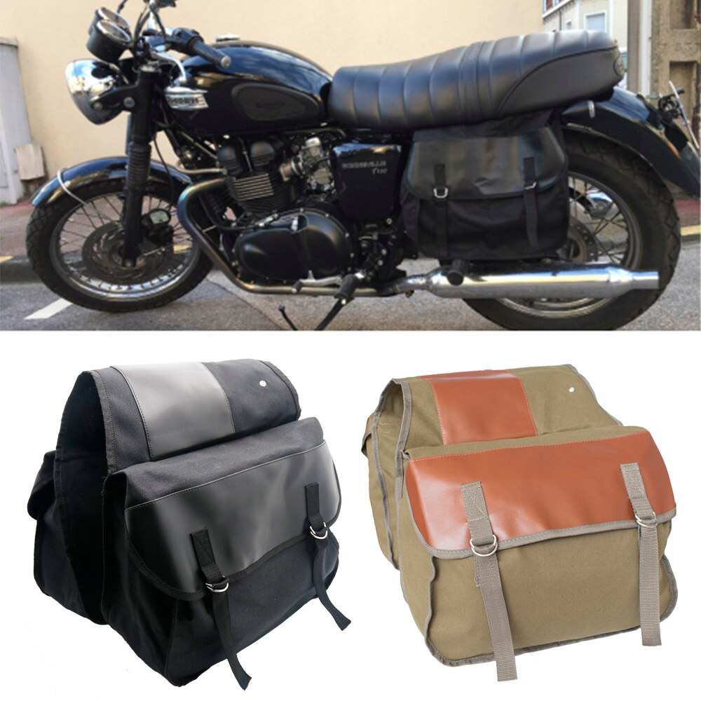 Universal sadeltaske til motorcykeltaske lærred bagsæde bagage tasker til sportster  xl883 1200 til honda til kawasaki
