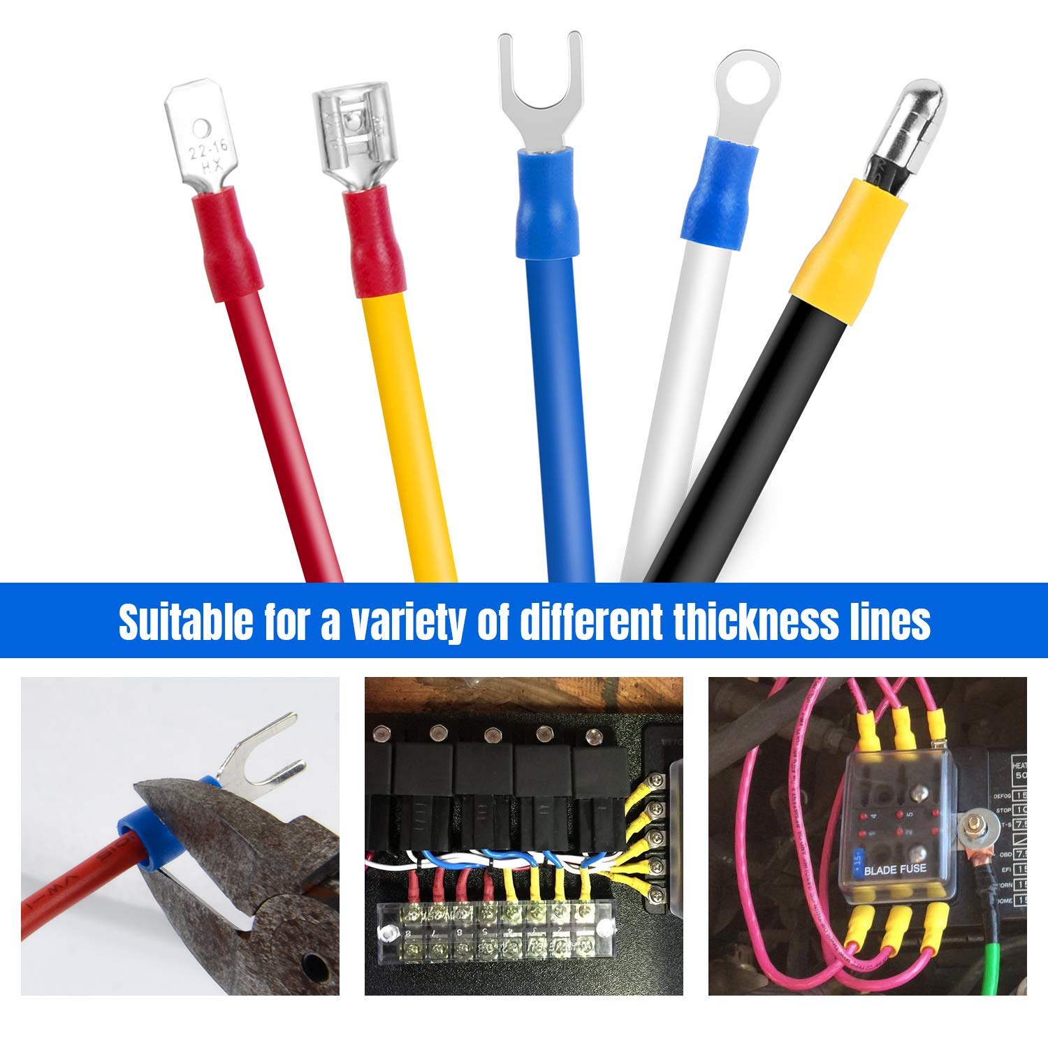 678Pcs Assorted Insulated Spade Cable Lug Crimp Butt Electrical Wire Cold-Pressure Spade Crimp Terminal + Heat Shrink Tube Kit