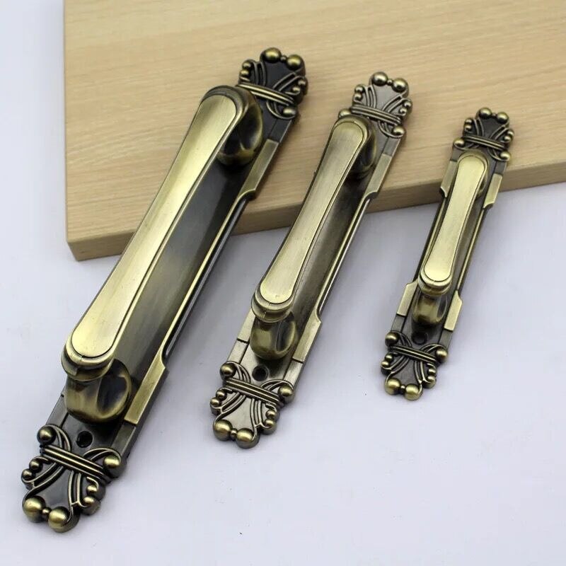 Poignée de porte en cuivre antique avancée, poignée de porte de meuble gravée, poignée de porte en verre rétro, accessoires de quincaillerie