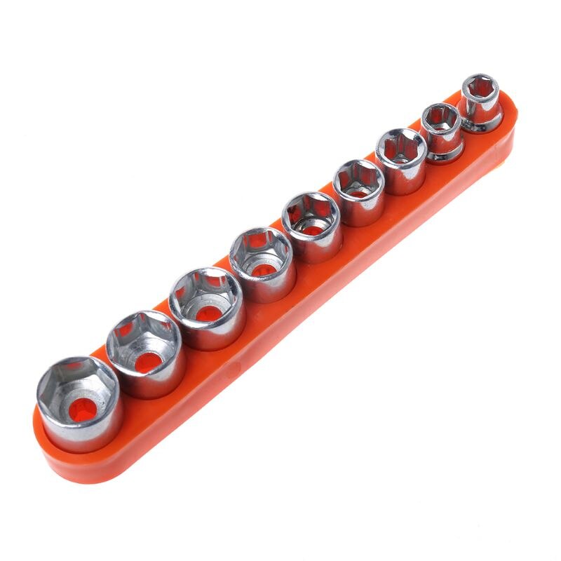 Juego de herramientas de mano para reparación de bicicletas, llave de cabeza hexagonal, adaptador de enchufe de 5-13mm, 9 unids/set
