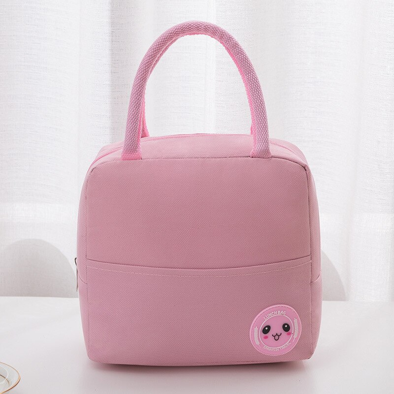PURDORED 1 Pc Candy Color Lunch Bag for Women Waterproof Oxford Food Picnic Fresh Bento Food Pouch Insulated Student Cooler Bags: pink
