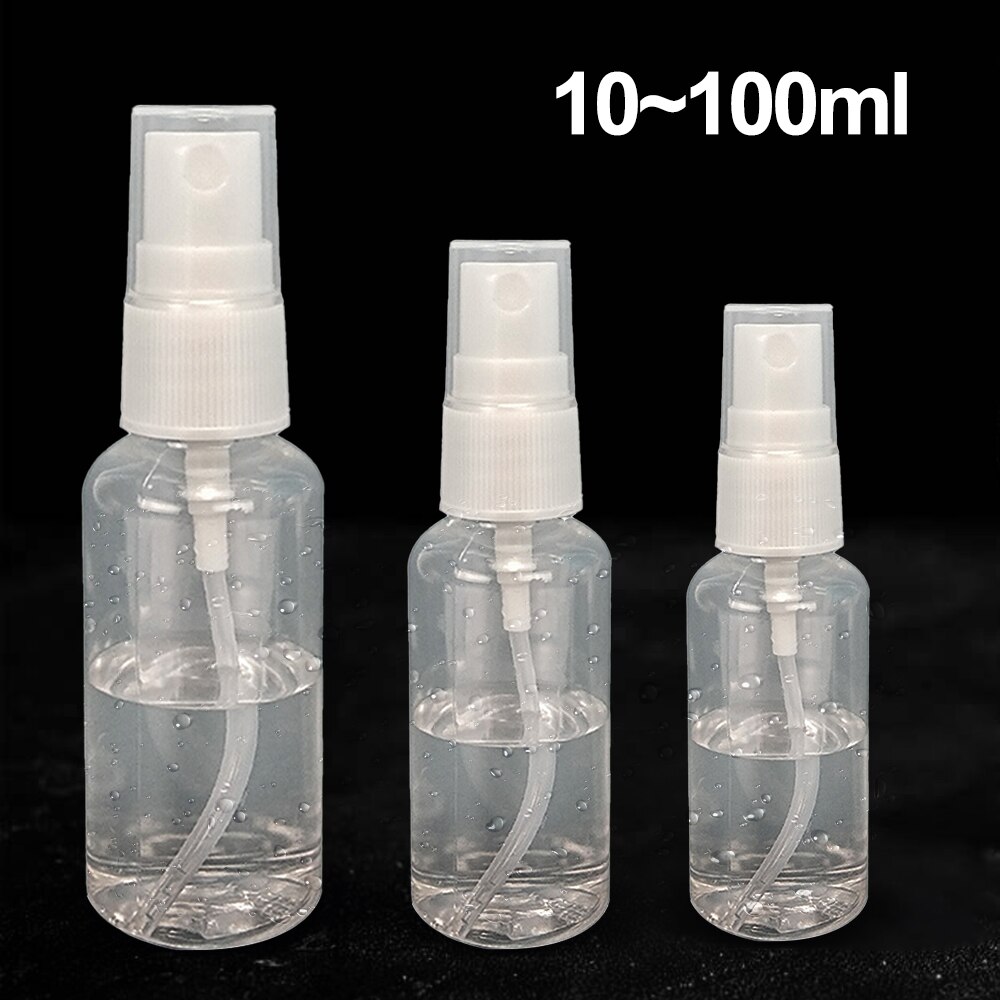 10-100ml bärbara genomskinliga tomma alkoholspray påfyllningsbar mini parfymflaska kosmetisk vätskebehållare plast atomizer pump