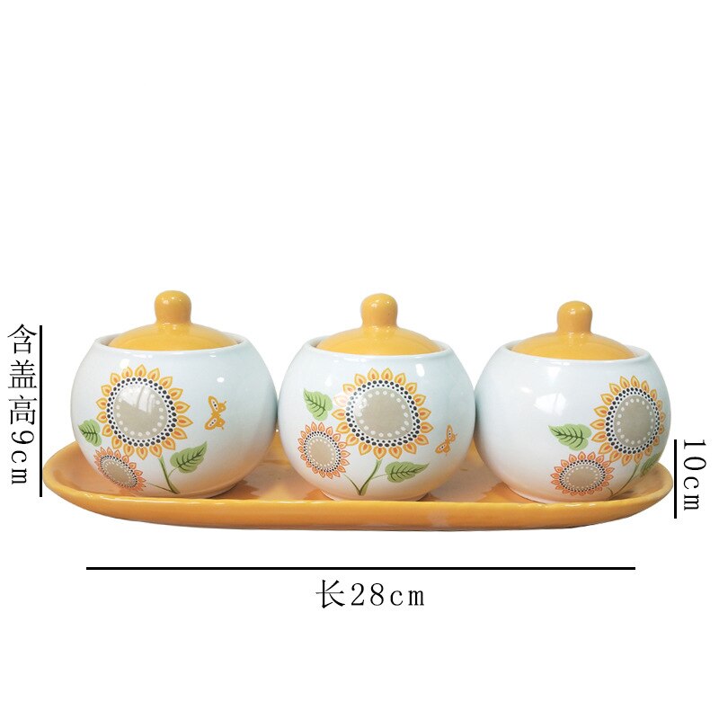 Keuken benodigdheden keramische kruiden pot set saus azijn kruiden doos lade pot zout shaker combinatie laden: A06