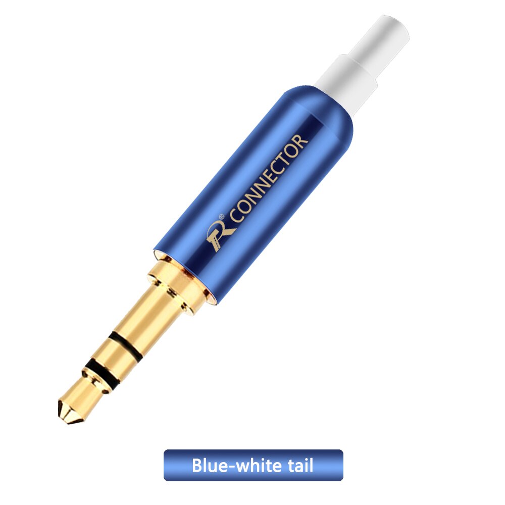 20 pièces 3.5mm Plug Audio Jack 3 pôles plaqué or écouteurs adaptateur pour bricolage casque stéréo écouteur ou utilisé pour réparation écouteur: Blue - White Tail