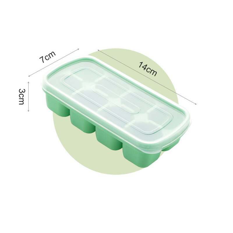 8 Grids Silicone Ice Mould Square Ice Cube Maker with Dustproof Lid Ice Cube Molds Ice Cube Tray for Whiskey Cocktails Drinking: Green