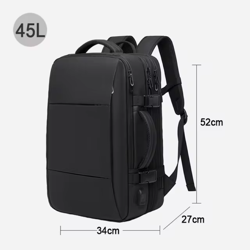 Men's business backpack expandable commercial laptop backpack travel bag large capacity waterproof backpack: Blue