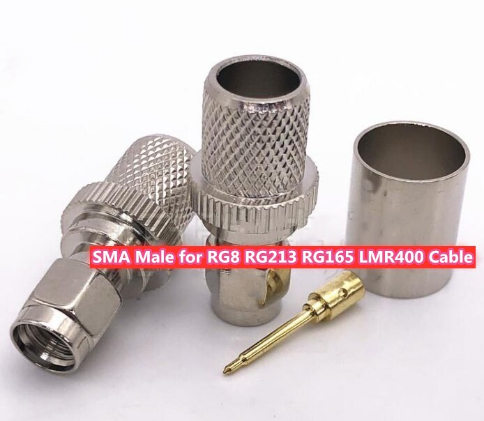 5pcs Adapter RPSMA/SMA Male plug Crimp For RG58 /RG6/RG8 Cable RF Coaxial Connectors High Quanlity