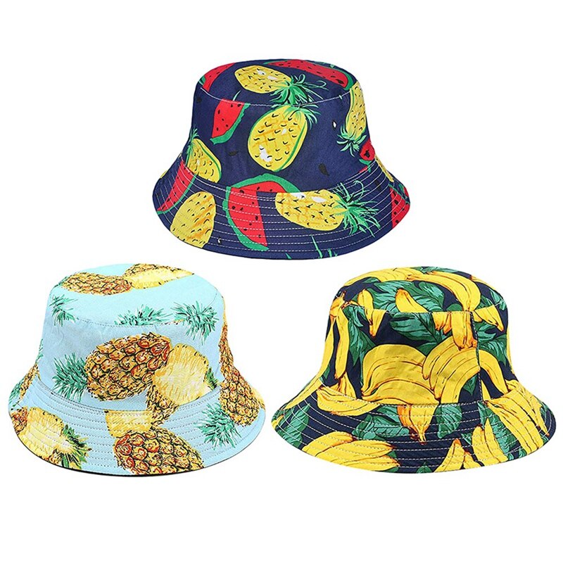 Bucket Hat Two Side Reversible Fruit Bucket Hat for Men Women Summer Bucket Cap Fisherman Hat